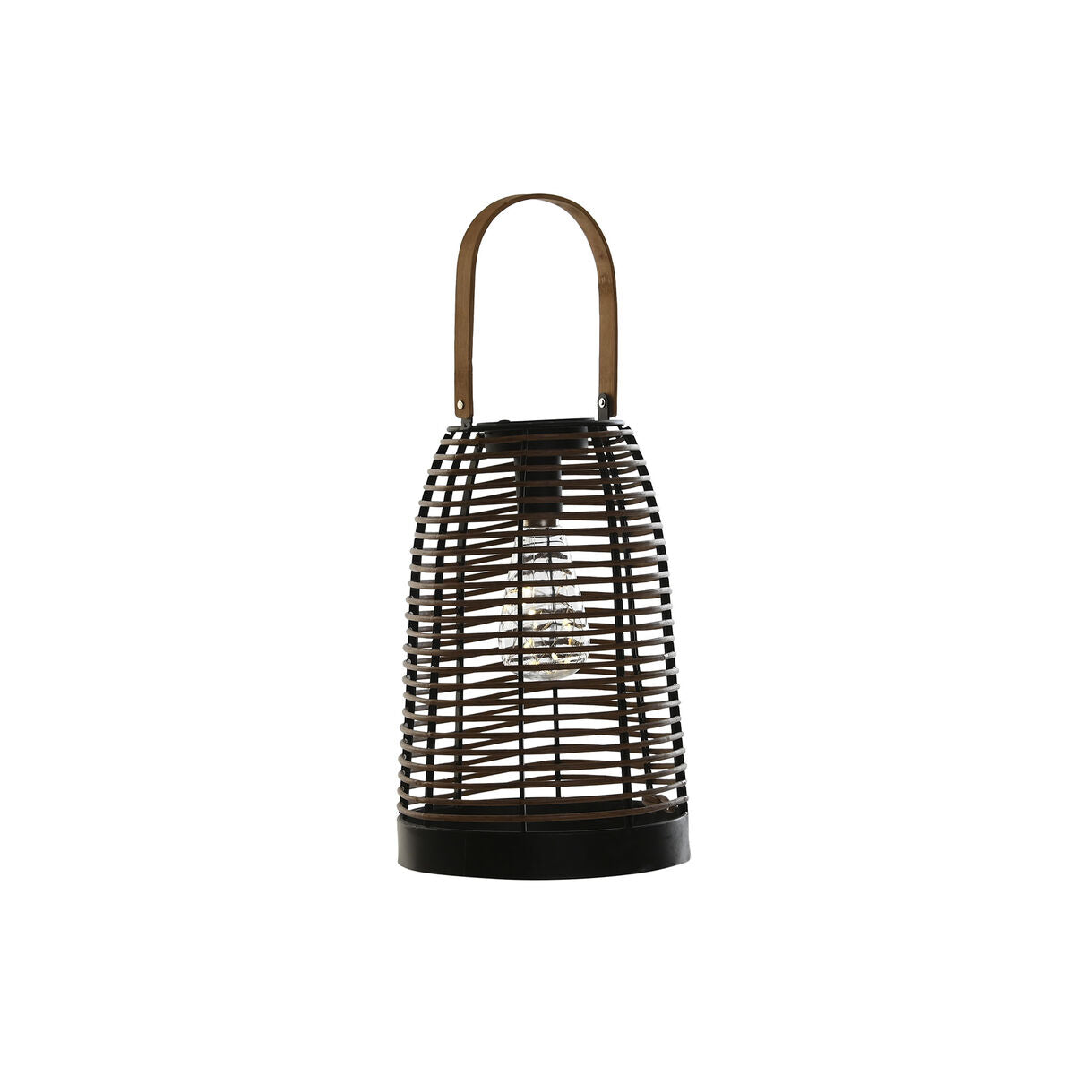 Solar Lamp in Rattan and Bamboo with Black Finish  (20 x 20 x 45 cm)