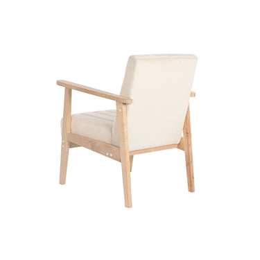 Beige Sessel mit Naturpinienholz (63 x 68 x 81 cm)