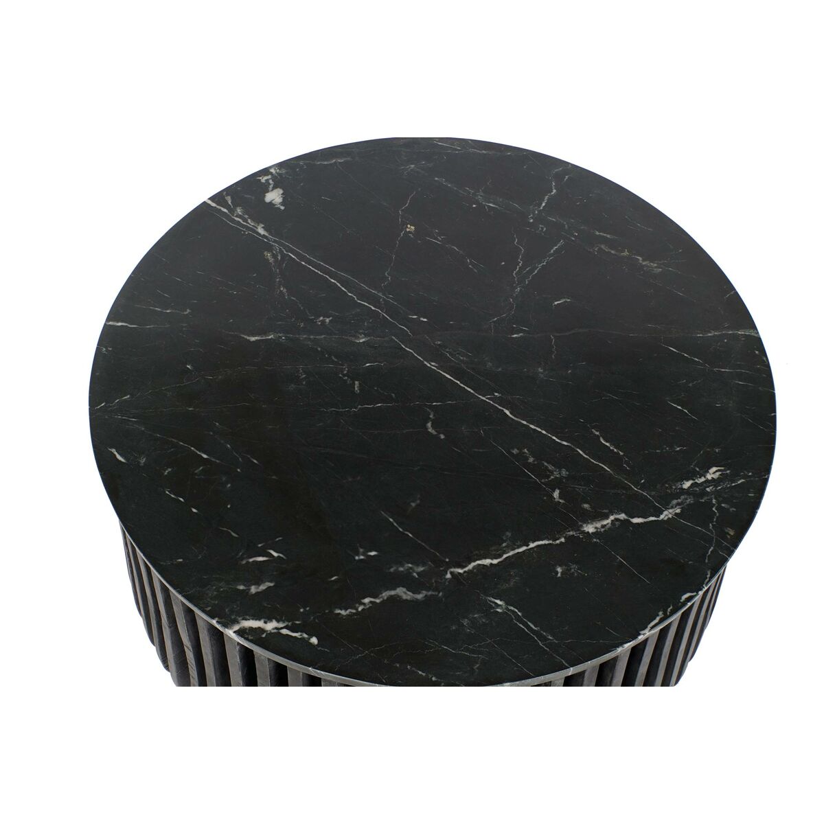 Side table in Marble and Black Mango wood (90 x 90 x 45 cm)