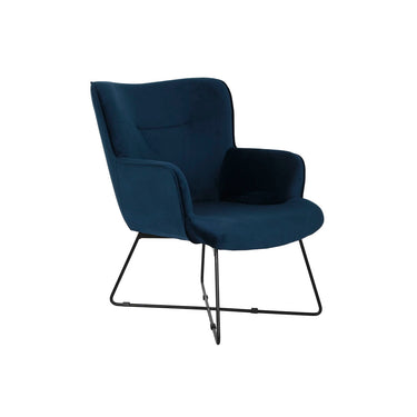 Blue Armchair with Black Metal Legs (68 x 76 x 90 cm)