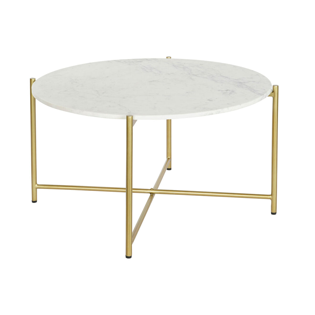 Centre Table in Marble and Golden Metal Legs (81 x 81 x 44 cm)