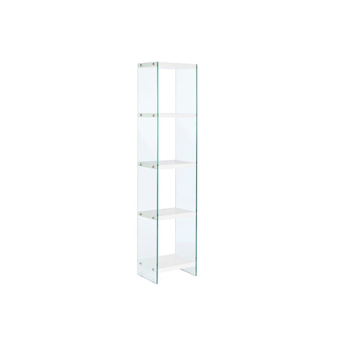 White Shelving Unit Wood and Glass (40 x 30 x 180 cm)