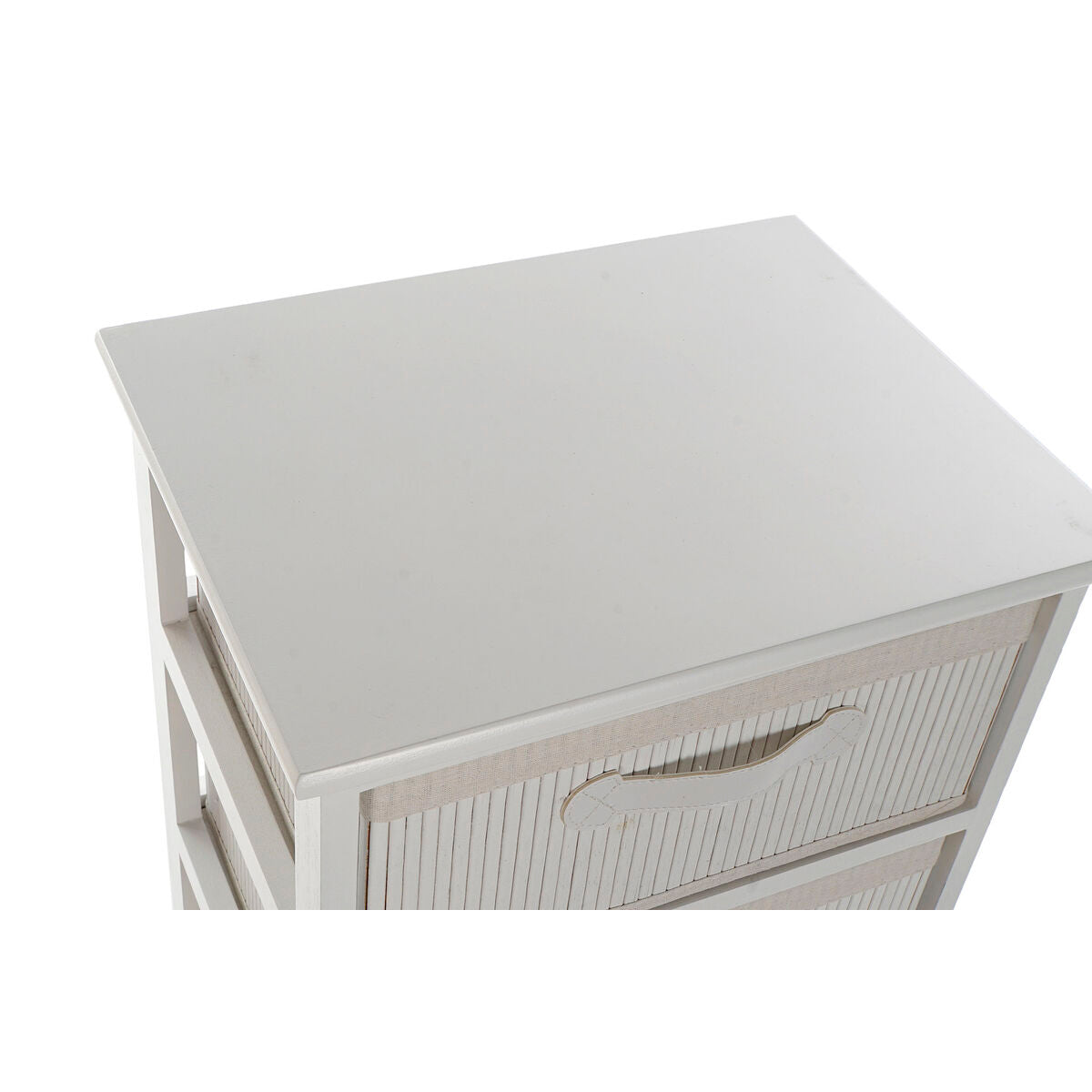 White Chest of drawers in Wood and Bamboo (42 x 32 x 98 cm)