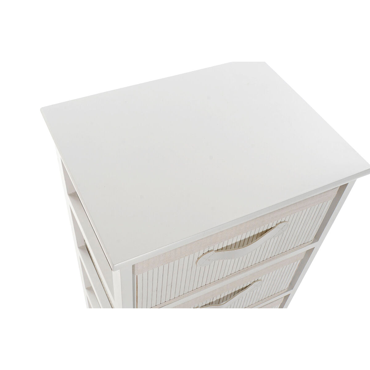 White Chest of drawers in Wood and Bamboo (42 x 32 x 81 cm)