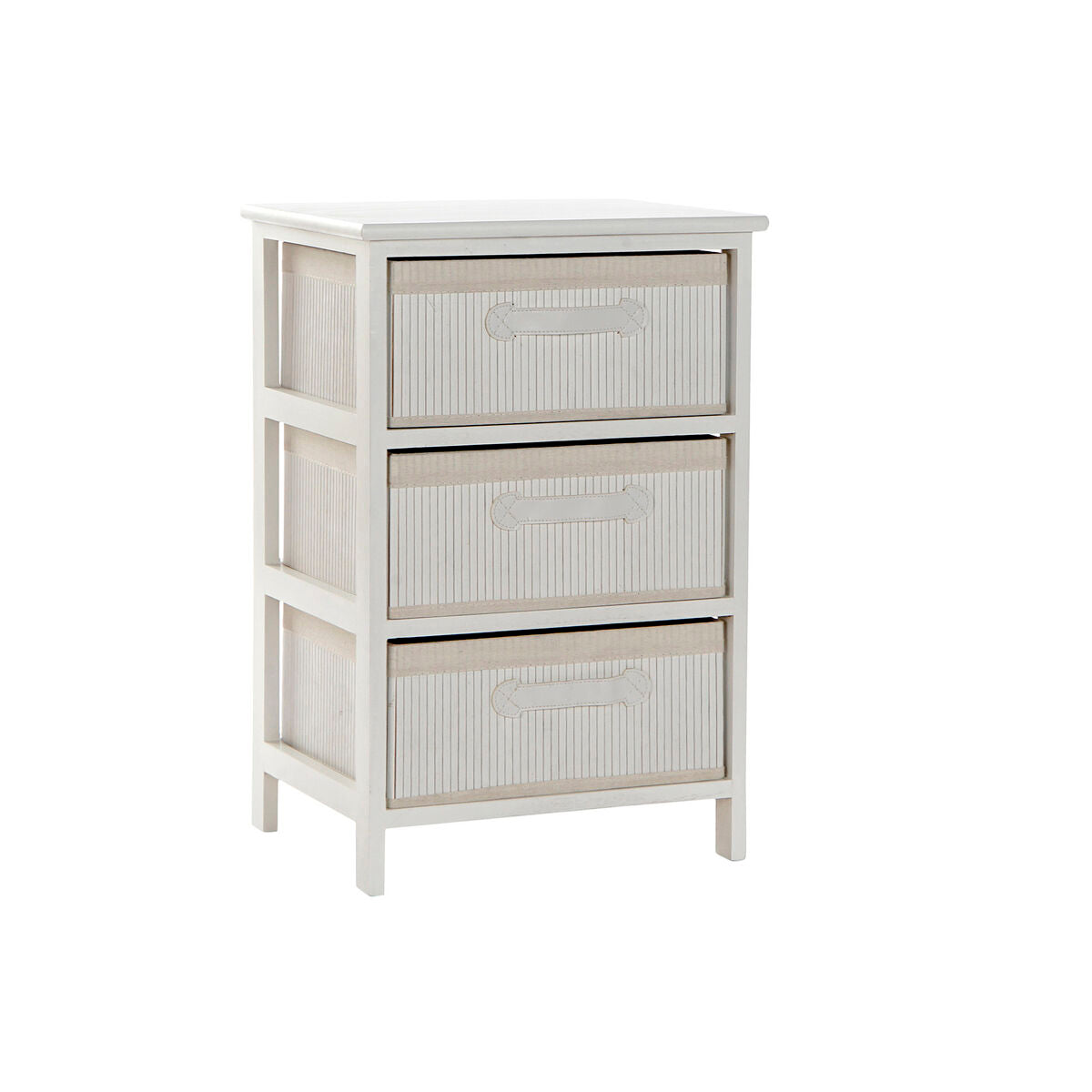 White Chest of drawers in wood and Bamboo (42 x 32 x 63 cm)