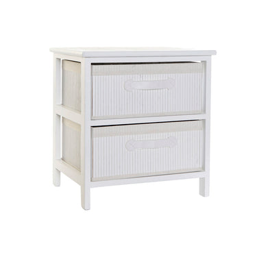 White Chest of drawers in wood and Bamboo (42 x 32 x 45 cm)