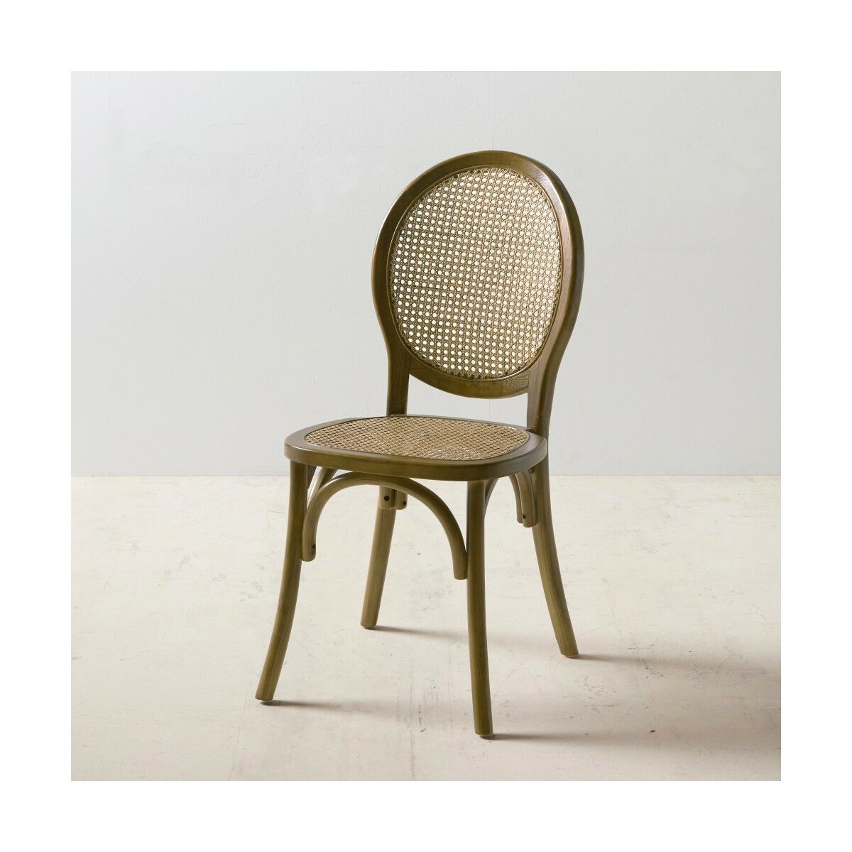 Dining Chair in Wood and Rattan (45 x 42 x 94 cm)