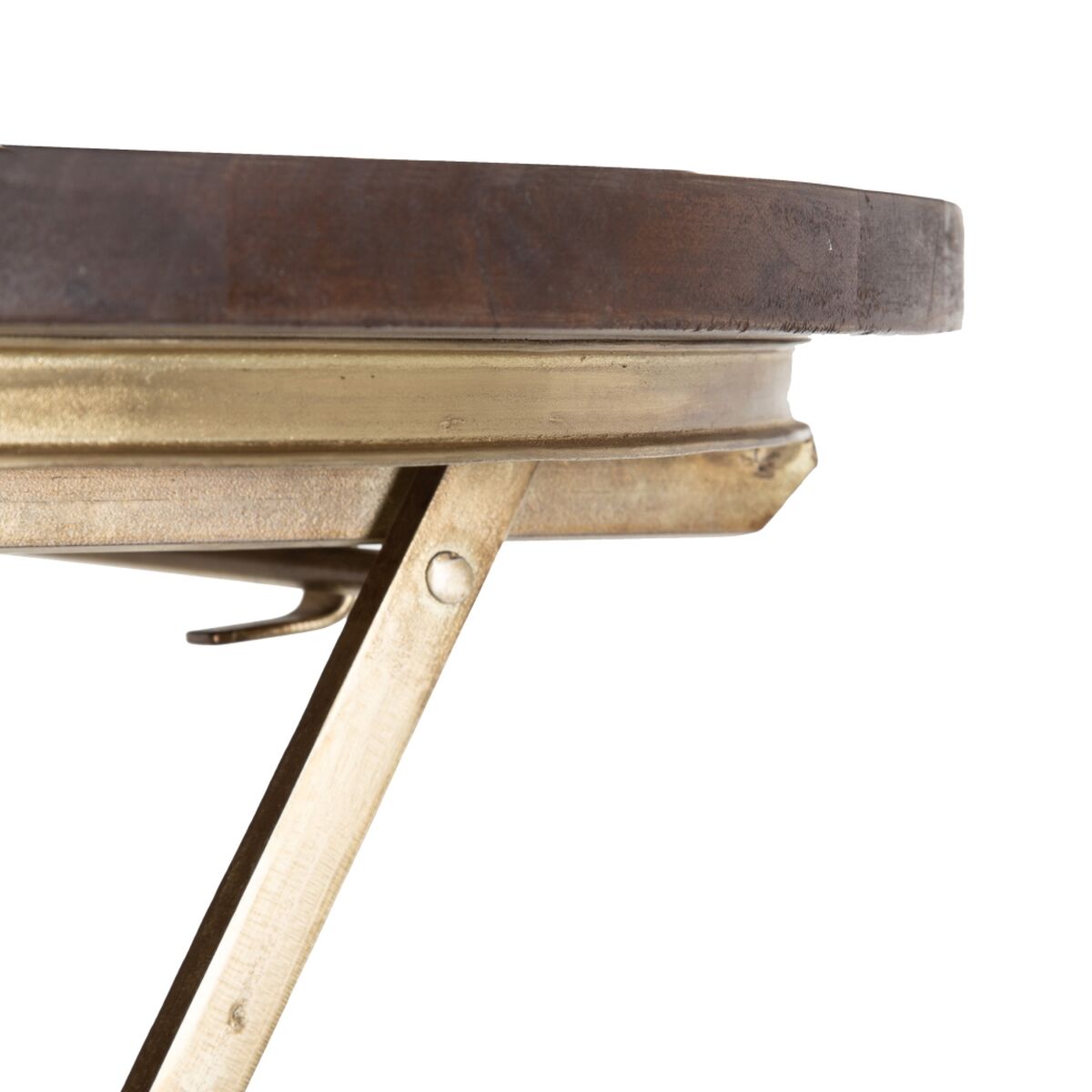 Side table in Wood and Golden Metal (66 x 66 x 78 cm)