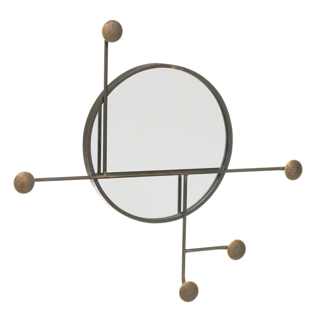 Wall Mounted Coat Rack in Metal with Mirror (71 x 7 x 65 cm)