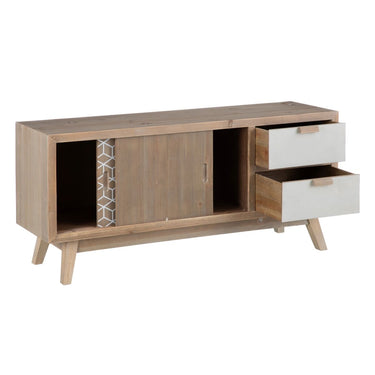 TV Stand in Wood with White Drawers (120 x 34 x 54,5 cm)