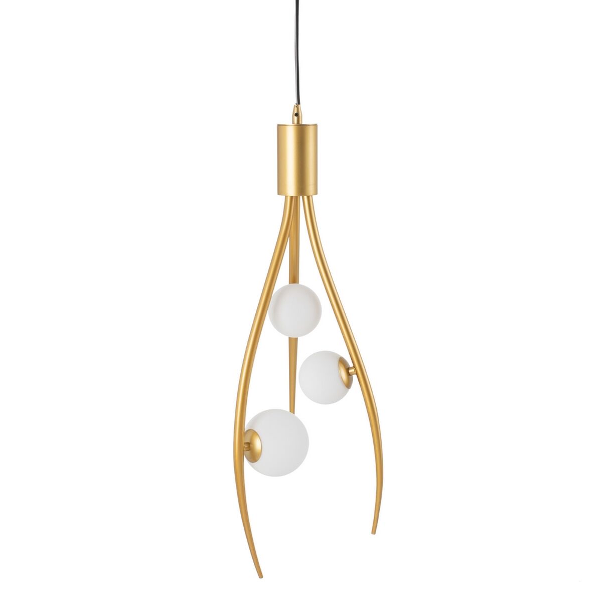 Golden Ceiling Light in Metal and White bulbs (22 x 22 x 120 cm)