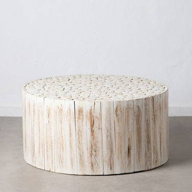 Tavolo da centro bianco in legno di teak (90 x 90 x 45 cm)