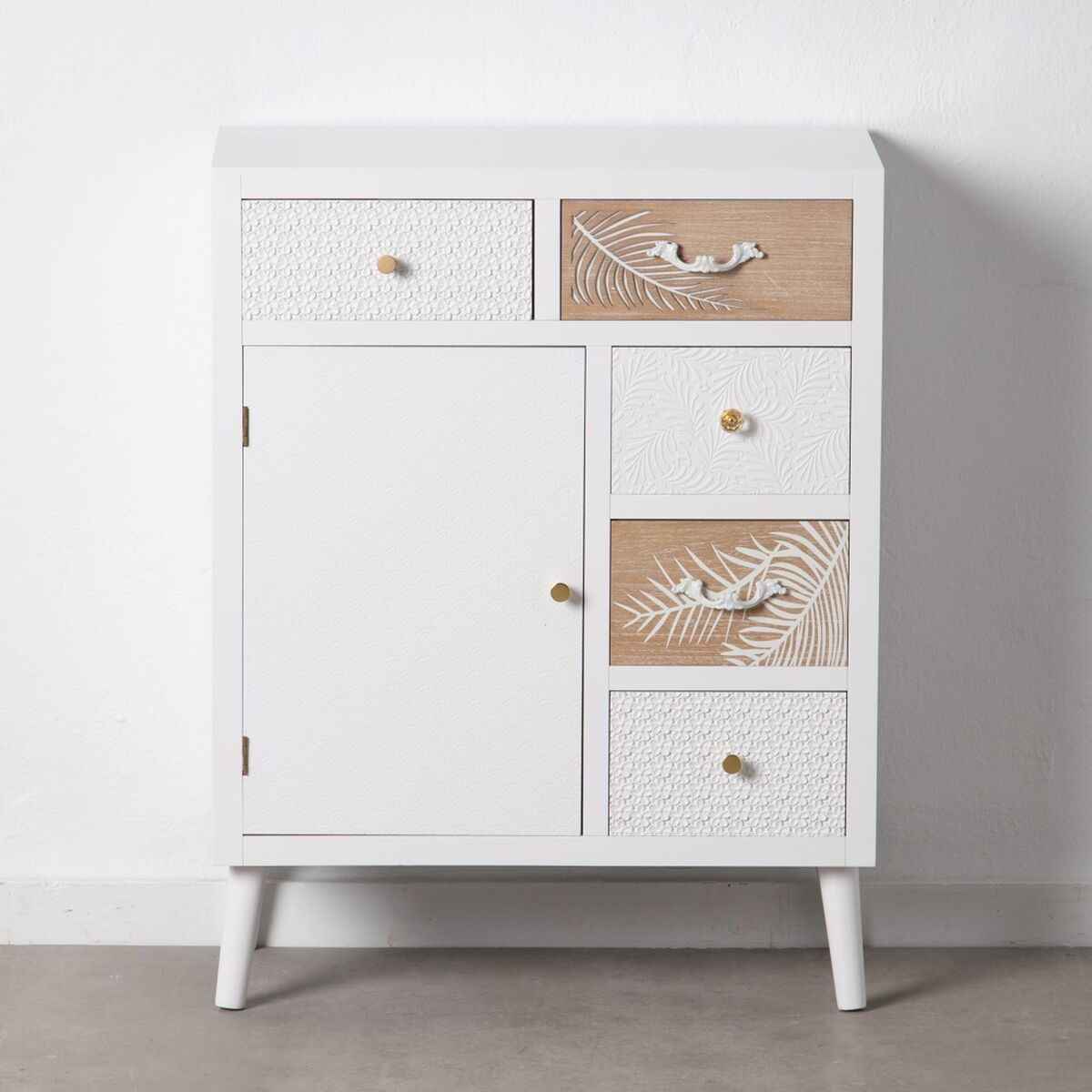White Hall Table with Drawers in Wood (67 x 34 x 86 cm)
