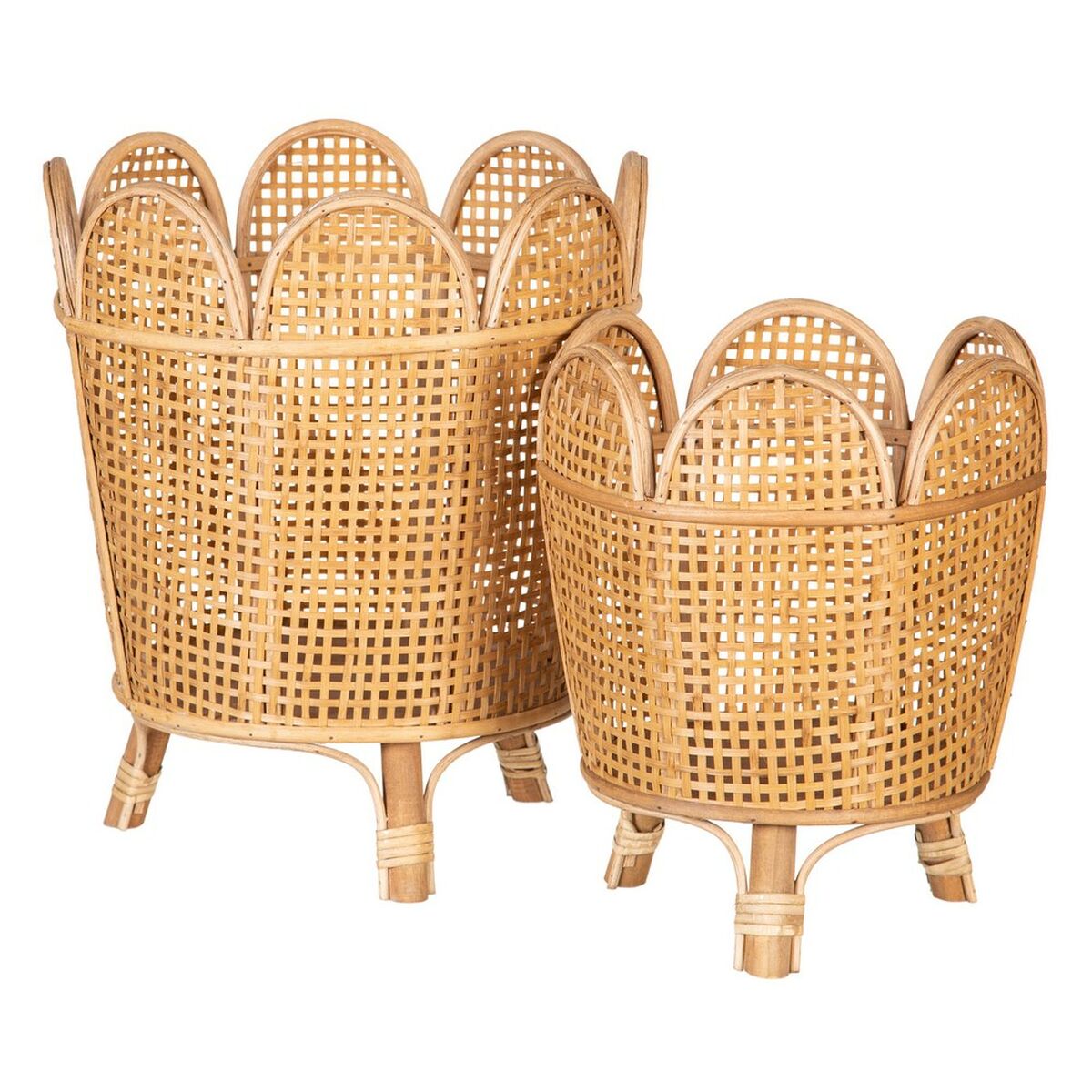 Set of Planters in Natural Rattan (34 x 34 x 43,5 cm) (2 Units)