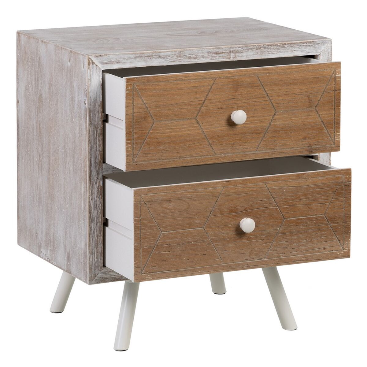 White Wood Bedside Table (50 x 35 x 55 cm)