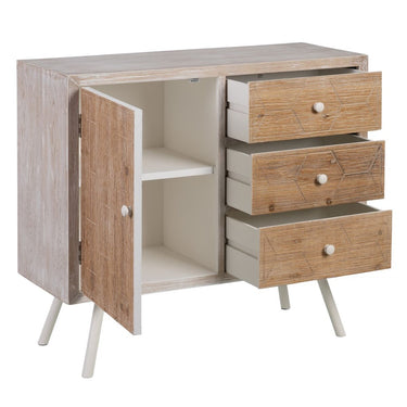 White Hall Table with Drawers in Wood (90 x 35 x 80 cm)
