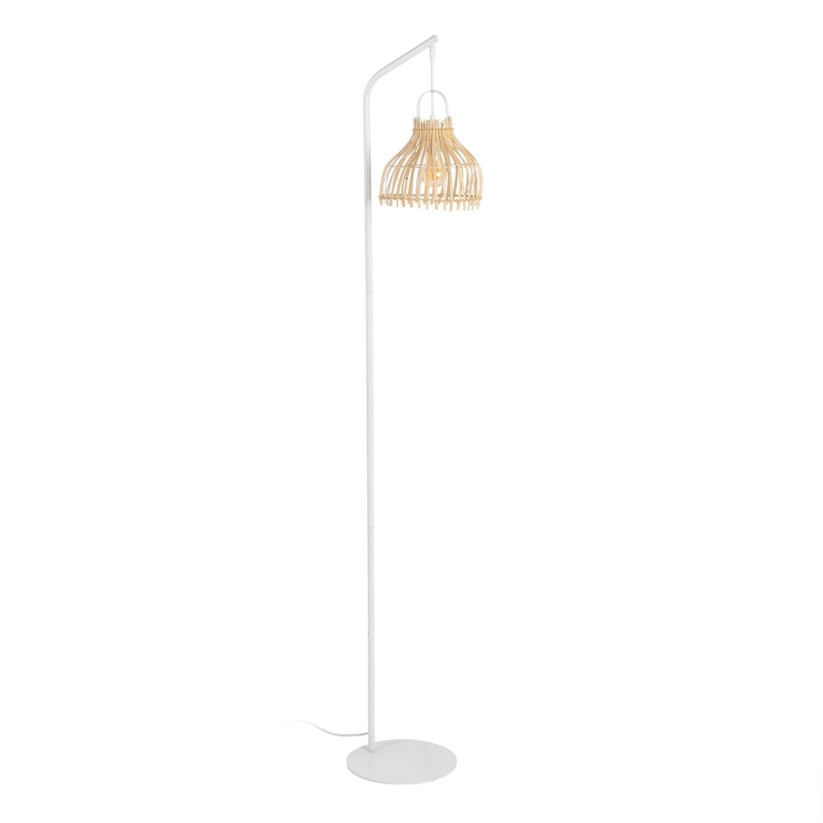 White Floor Lamp with Rattan Style (31 x 25 x 162 cm)
