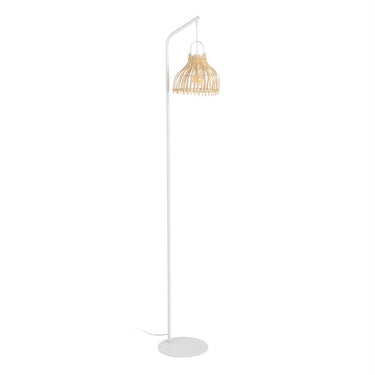 White Floor Lamp with Rattan Style (31 x 25 x 162 cm)