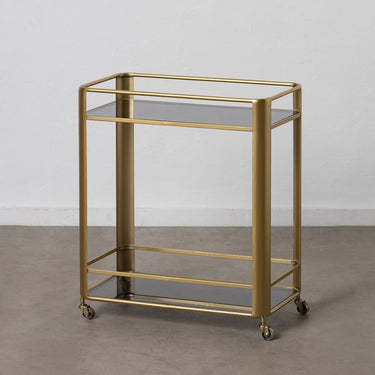 Drinks Trolley in Glass and Golden Metal (66 x 36,5 x 77 cm)