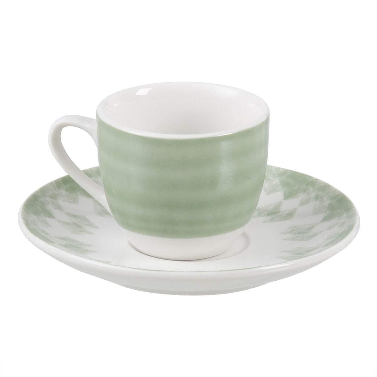 Multicolour Set of Cups with Saucers in Porcelain (6 Pieces)