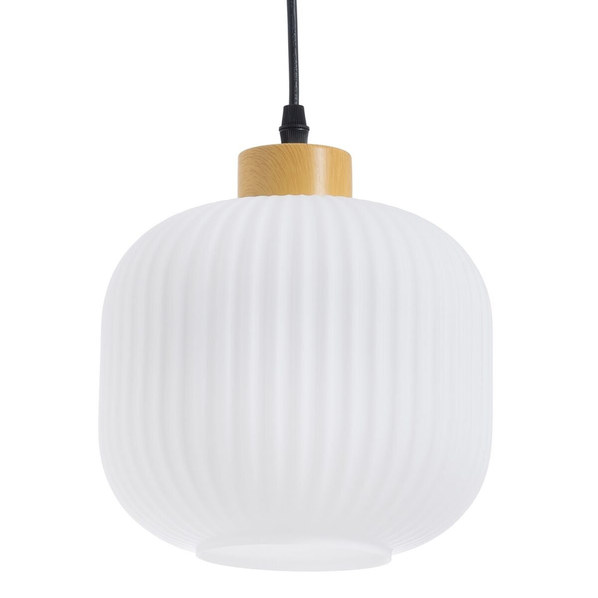 White Ceiling Light with Wooden Style Detail (20 x 20 x 30 cm)