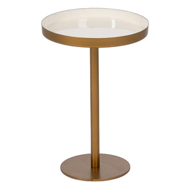Golden White Side table in metal (30 x 30 x 44 cm)