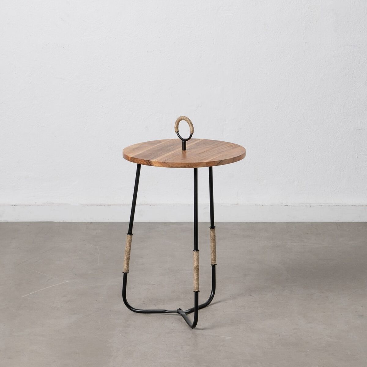 Side table in Wood and Black Metal (40,5 x 40,5 x 66 cm)