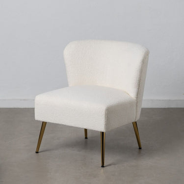 White Armchair with Golden Metal Legs (66 x 65 x 72 cm)
