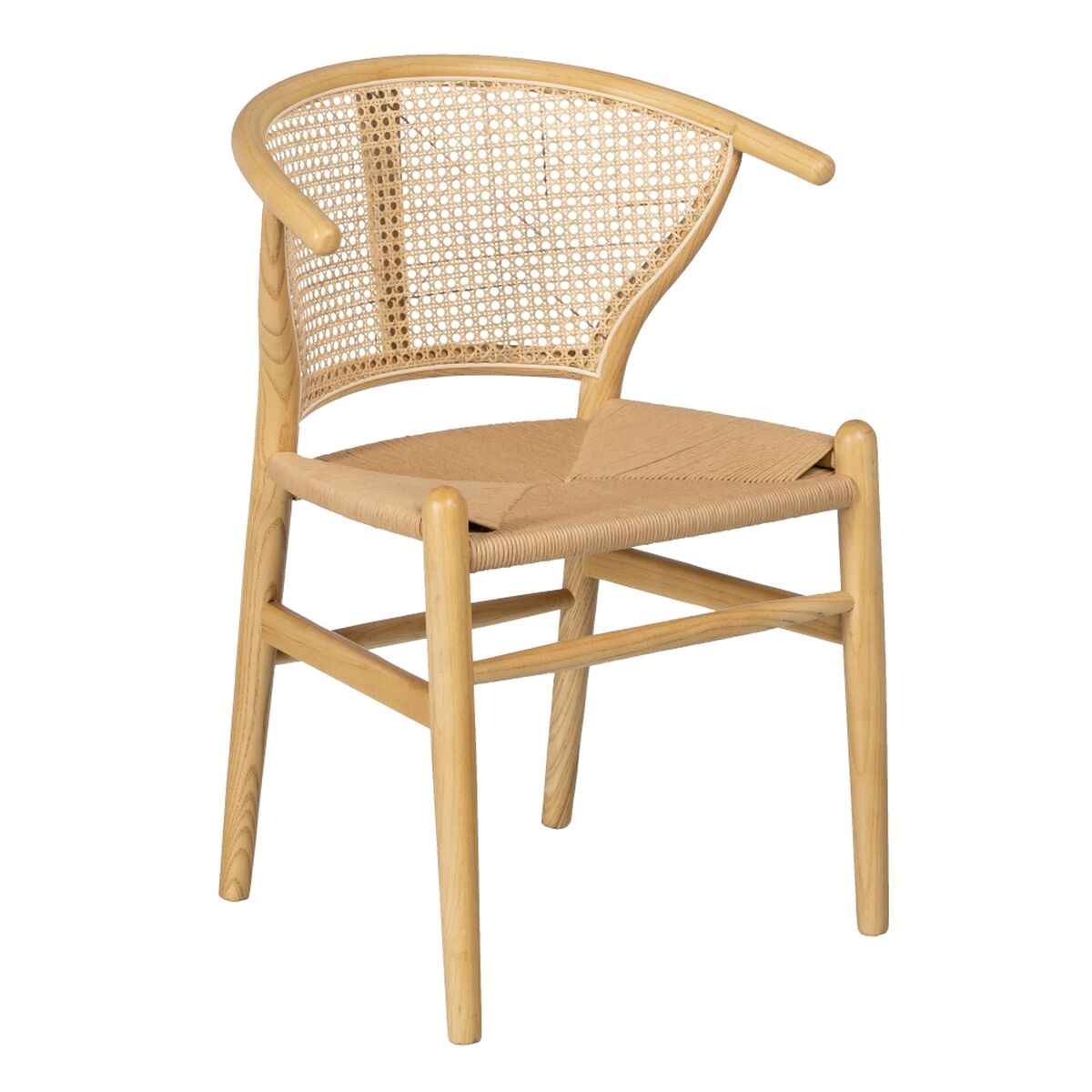 Dining Chair in Wood and Rattan (49 x 45 x 80 cm)