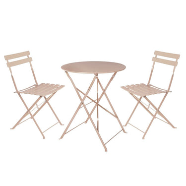 Outdoor-Tischset in Taupe mit 2 Stühlen aus Stahl (60 x 60 x 71 cm)