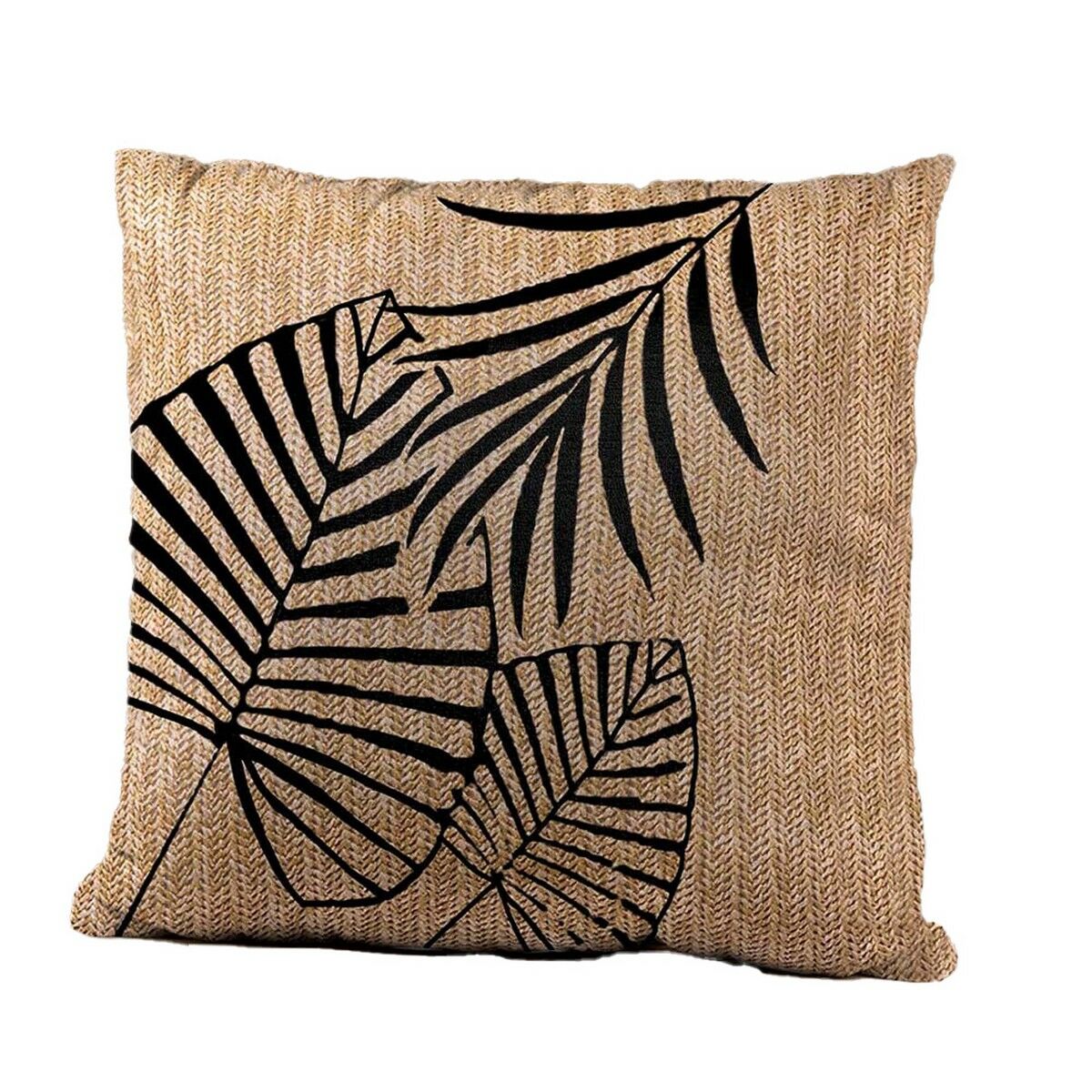 Craft Cushion with Black Leaves (43 x 43 cm)
