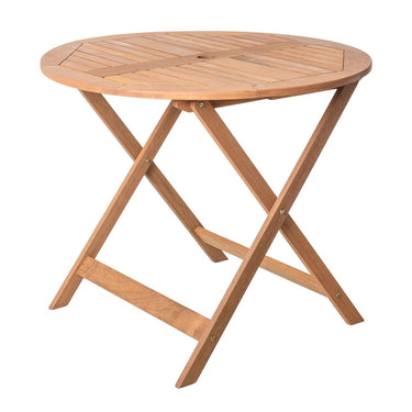 Table pliante ronde d'extérieur en acacia (90 x 90 x 76 cm)