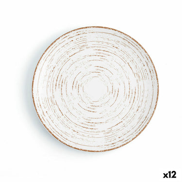 Assiette plate Ariane Tornado White Bicolore Céramique Ø 21 cm (12 Unités)