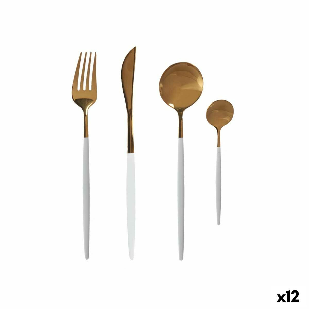 Golden White Cutlery Set in Stainless steel (12 Units)
