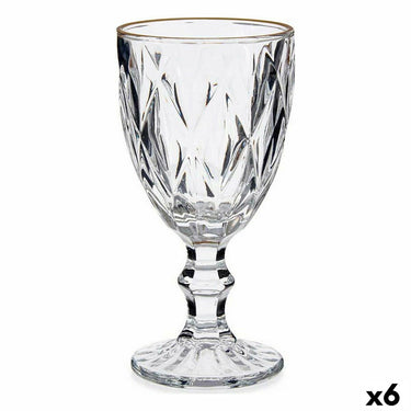 verre de vin Doré Transparent verre 6 Unités (330 ml)