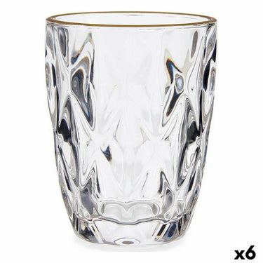 Transparent Glass with Golden Finish (270 ml) (6 Units)
