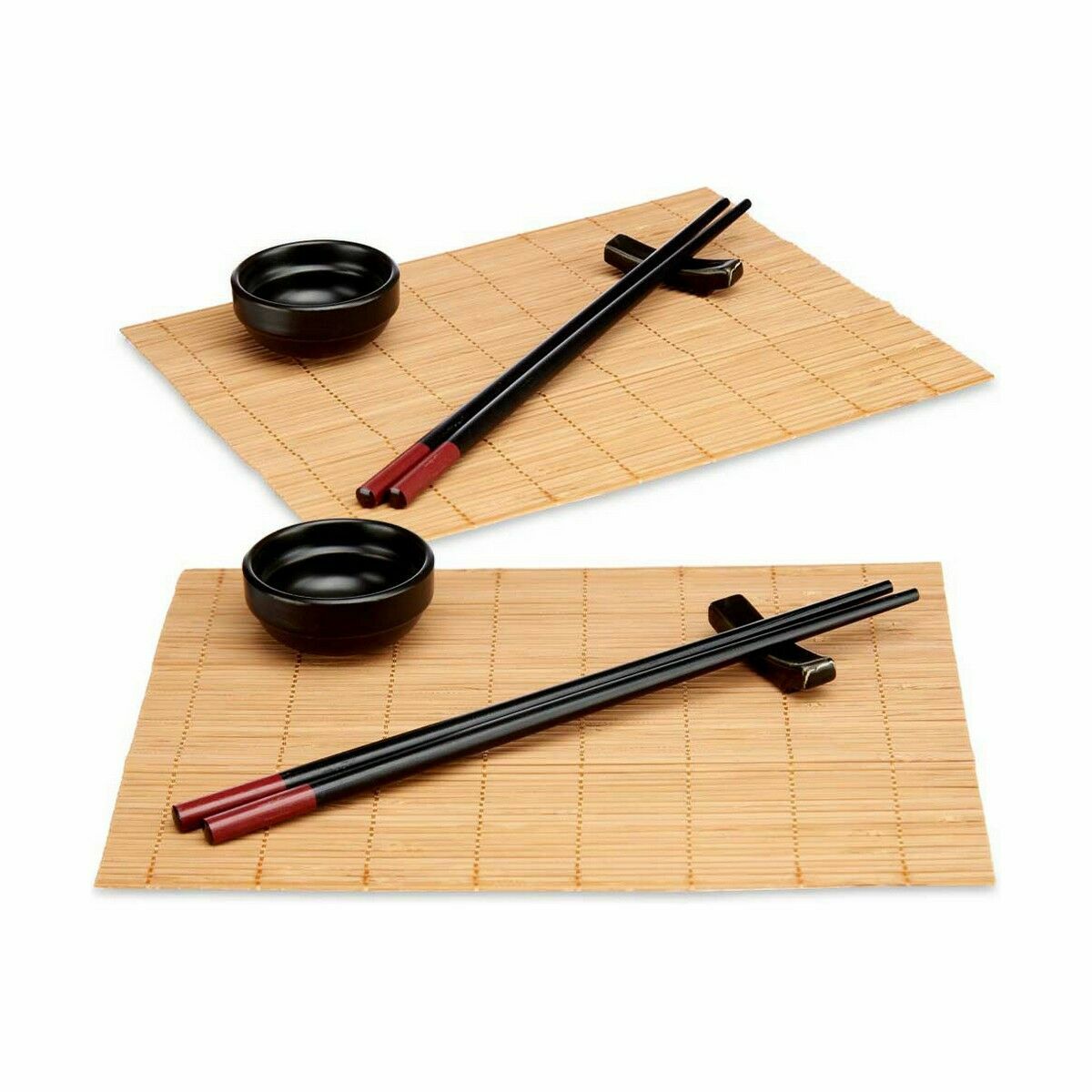 Black  Sushi Set in Bamboo and Stoneware (12 Units)