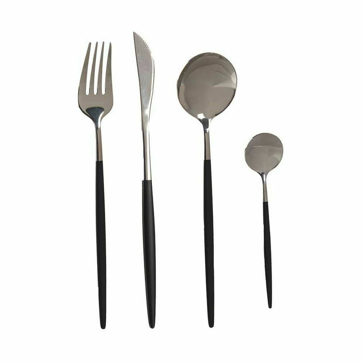 Black Silver Cutlery Set in Stainless steel (12 Units)