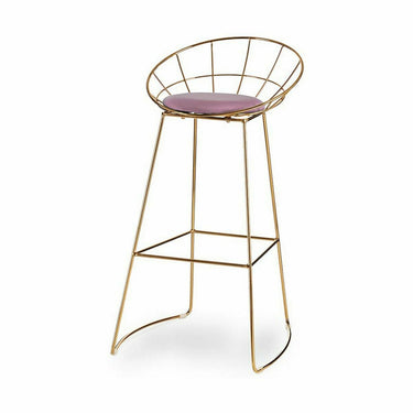 Pink Stool with Golden Metal Frame (51 x 94 x 52 cm) (2 Units)