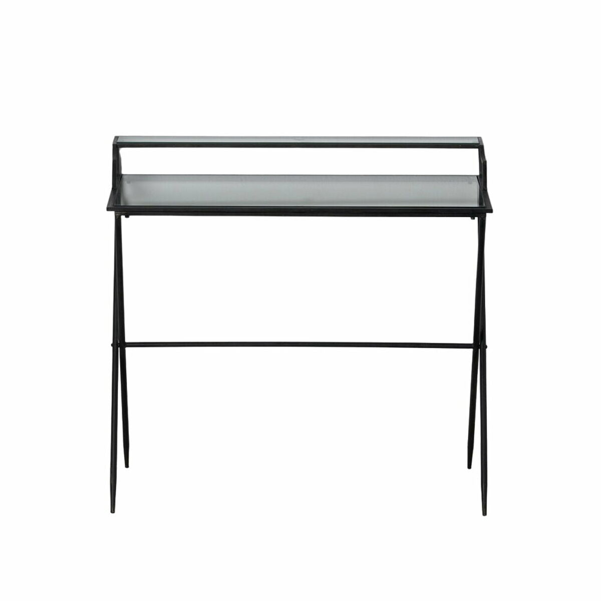 Desk in Glass and Black Metal Structure (95 x 42 x 88 cm)