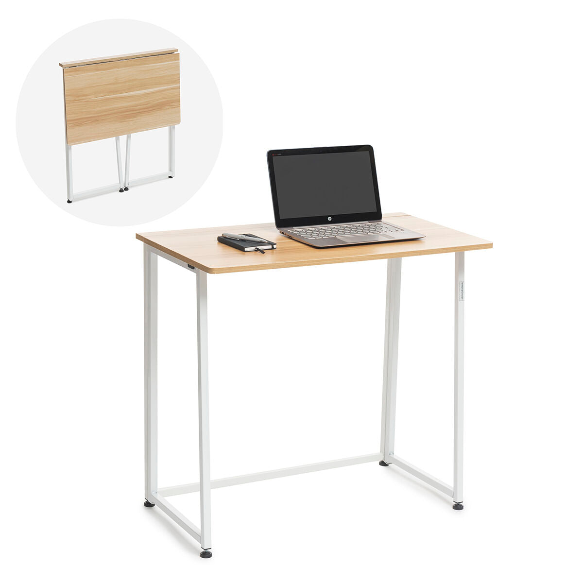 Folding Desk in Wood and White Structure